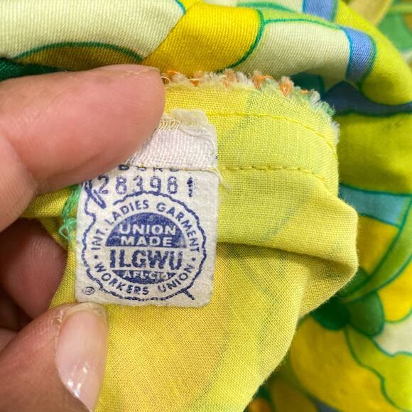 Union Made Psychedelic Neon Green Multicolor 70's Dress Medium - Picture 2 of 10